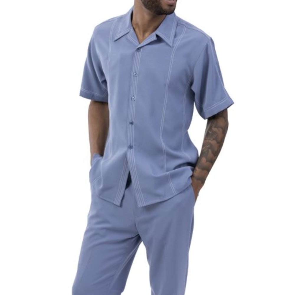 Montique Men's Short Sleeve Walking Suit 2 Piece
